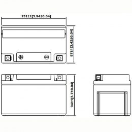 12V 8.6Ah YTZ10S dimensions