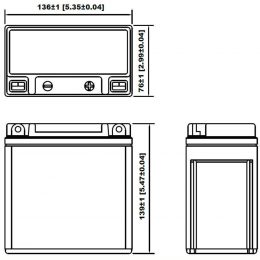 12V 9Ah YS12-9L-B dimensions