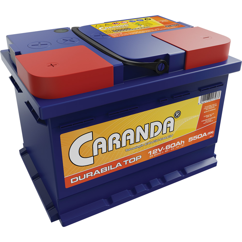 contrast ore demand Baterie auto 60Ah 550A CARANDA DURABILA TOP BORNA INVERSA - Caranda