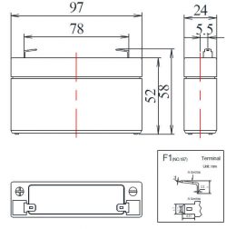 FC 6V 1.3Ah terminals