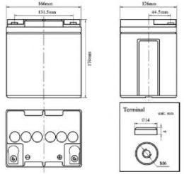 12V 24Ah FCG12-24 Dimensions
