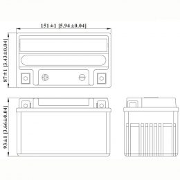 12V 6Ah YTX7A_BS dimensions