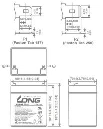 12V 4.5Ah WP4.5-12 T1 Dimensions