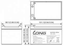 Acumulator 12V 12Ah dimensions