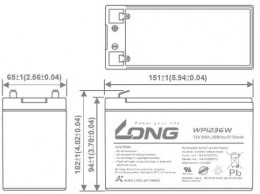 12V 9Ah 36W dimensions