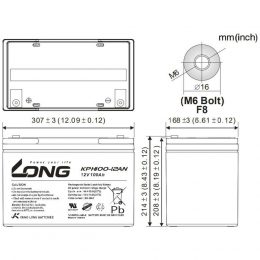 12V 100Ah KPH100-12NAN Dimensions