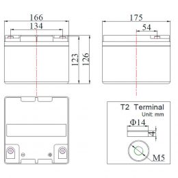 12V 26Ah FCG12-26BT MCA Dimensions