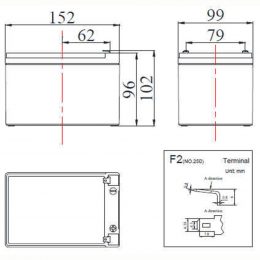 FCD 12V 14Ah terminals