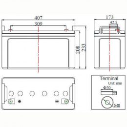 FCD 12V 120Ah terminals