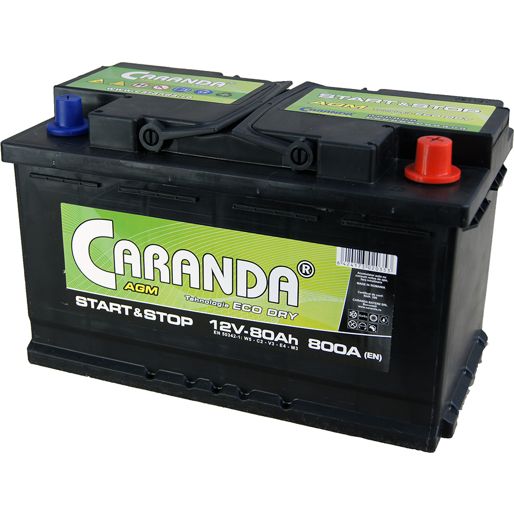 Awareness repeat Detector Baterie auto 12V 80Ah 800A START STOP AGM - Caranda