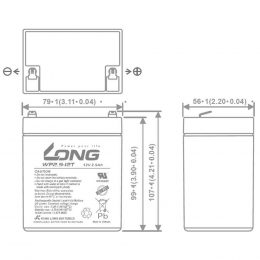 12V 2.9Ah WP2.9-12T Dimensions