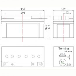 12V 70Ah FC12-70AT terminals
