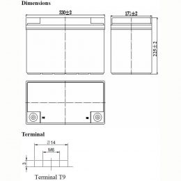 12V 110Ah LFPG12110 Dimensions