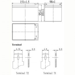 12V 12Ah FP12120L terminals