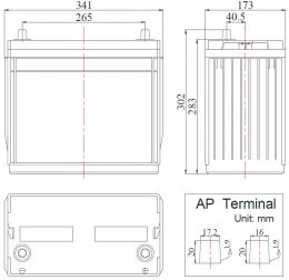 12V 135Ah FCD12-135AY terminals