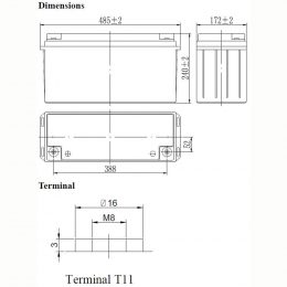 12V 150Ah LFPG12150 Dimensions