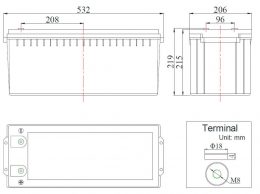 12V 180Ah FCD12-180 Deep Cycle terminale