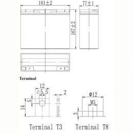 12V 18Ah FP12180 terminals