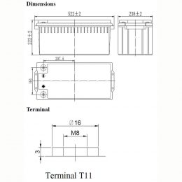 12V 200Ah LFPG12200 Dimensions