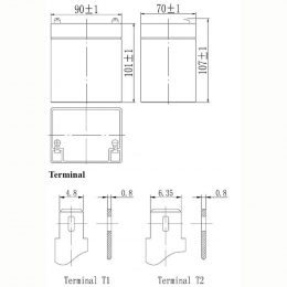 12V 5Ah FP1250 terminals