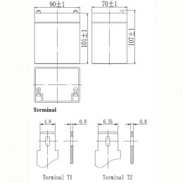 12V 5Ah FP1250L terminals