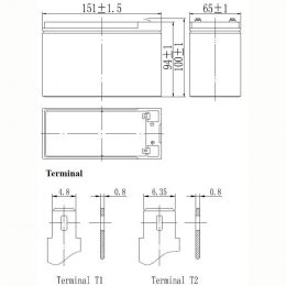 12V 7Ah FP1270L terminals
