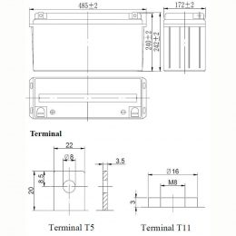 12V 150Ah LFP12150 terminals