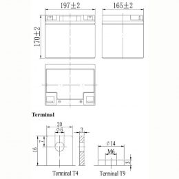 12V 40Ah LFP1240 terminals