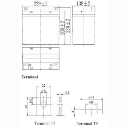 12V 55Ah LFP1255 terminals