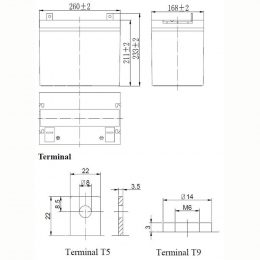 12V 75Ah LFP1275 terminals