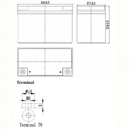 12V 80Ah LFPV1280 Dimensions