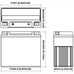 12V 20Ah YG20-BS dimensions