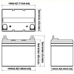 12V 22Ah YS12-22L dimensions