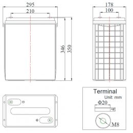 6V 310Ah FCDG6-310AT dimensions