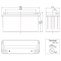 12V 150Ah FCDG12-150 AT terminals