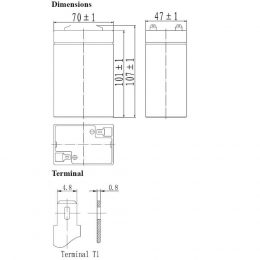 6V 4.5Ah FP645 dimensions