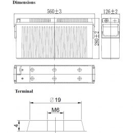Acumulator 12V 155Ah LFP12155KFT dimensions