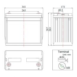FCC12-120AT 12V 120Ah terminals