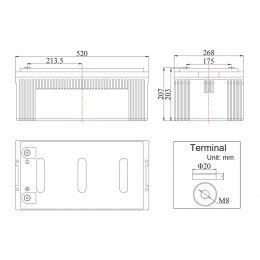 FCC12-220AT 12V 220Ah terminals
