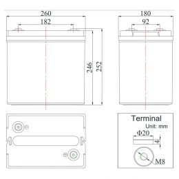 FCC6-205AT 6V 205Ah terminals