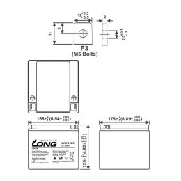 12V 26Ah LONG WP26-12B Dimensions