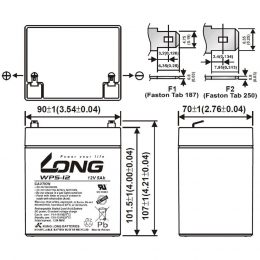 12V 5Ah WP5-12 Dimensions