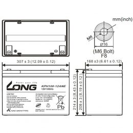 12V 100Ah KPH100-12ANE LONG Dimensions