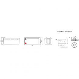 12V 200Ah SOLAR12-200 Chilwee Dimensions