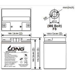 12V 30Ah WP30-12TNE LONG Dimensions