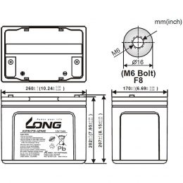12V 75Ah KPH75-12NE Dimensions