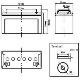 12V 120Ah FCG12-120BT dimensions